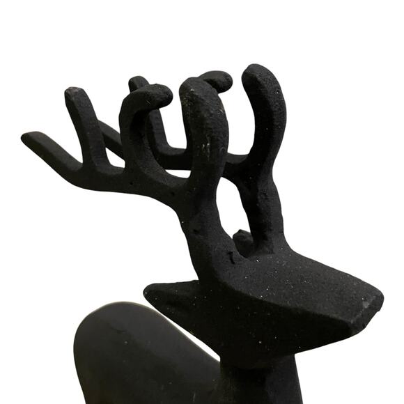 Set of 2 Black Metal Christmas Reindeer 11in Made in India Holiday Decor New - Picture 16 of 16